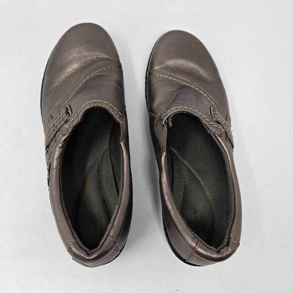 Clarks Collection womens 8.5 M metallic bronze leather slip on loafer shoe - Picture 4 of 10
